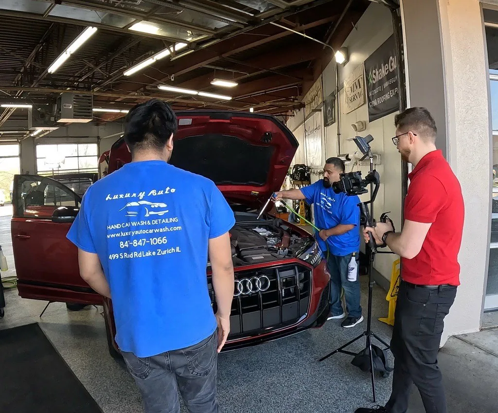 Bizful filming an Audi being detailed