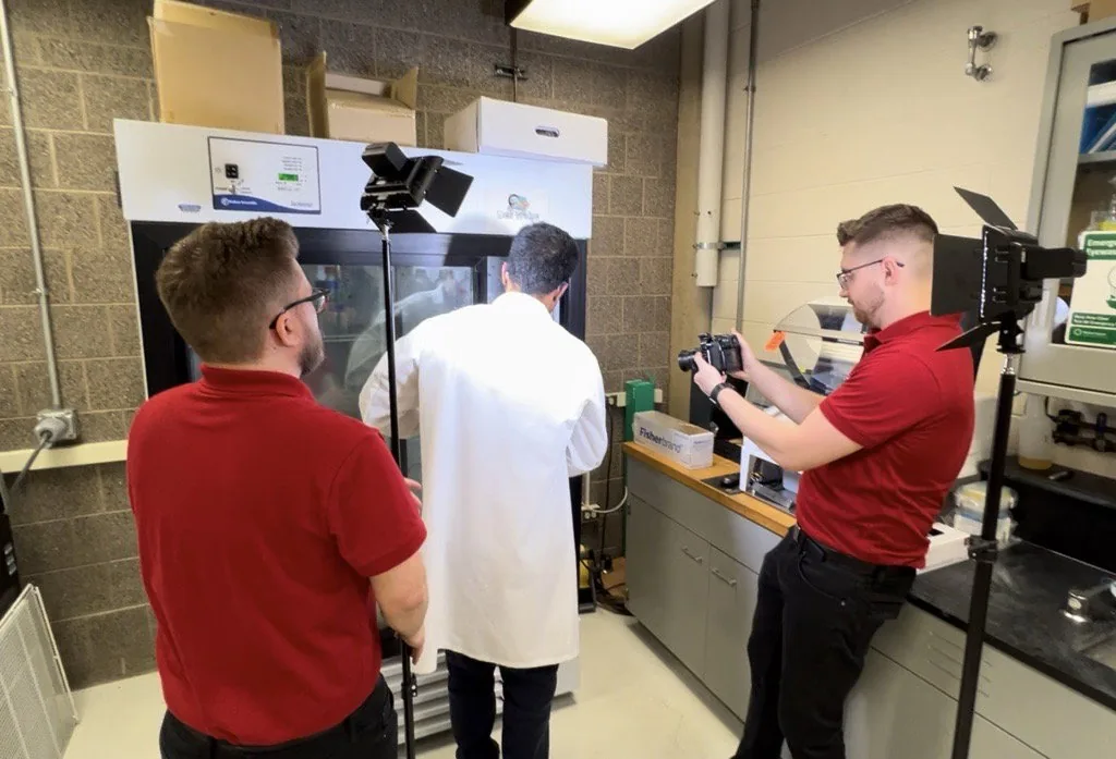 Bizful crew filming in a lab