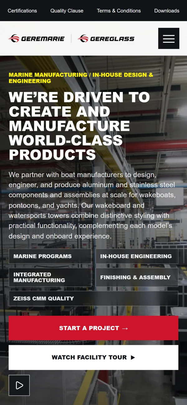 The new Geremarie website on a phone