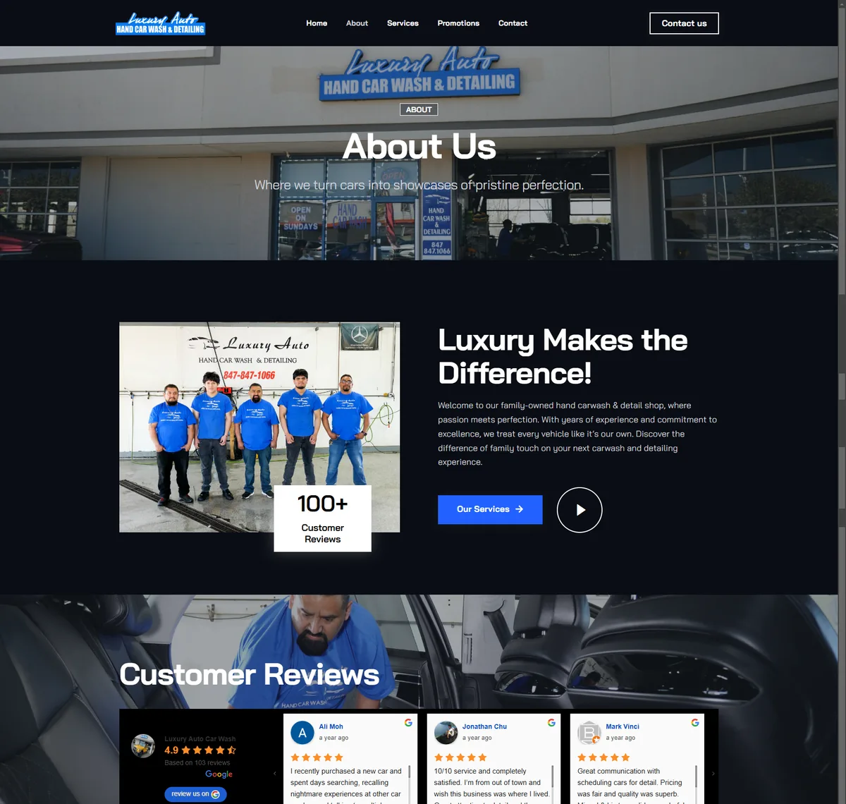 Luxury Auto Car Wash website