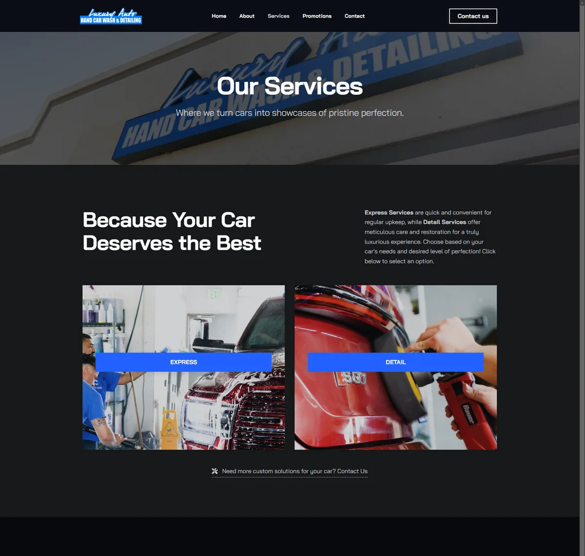 Luxury Auto Car Wash website