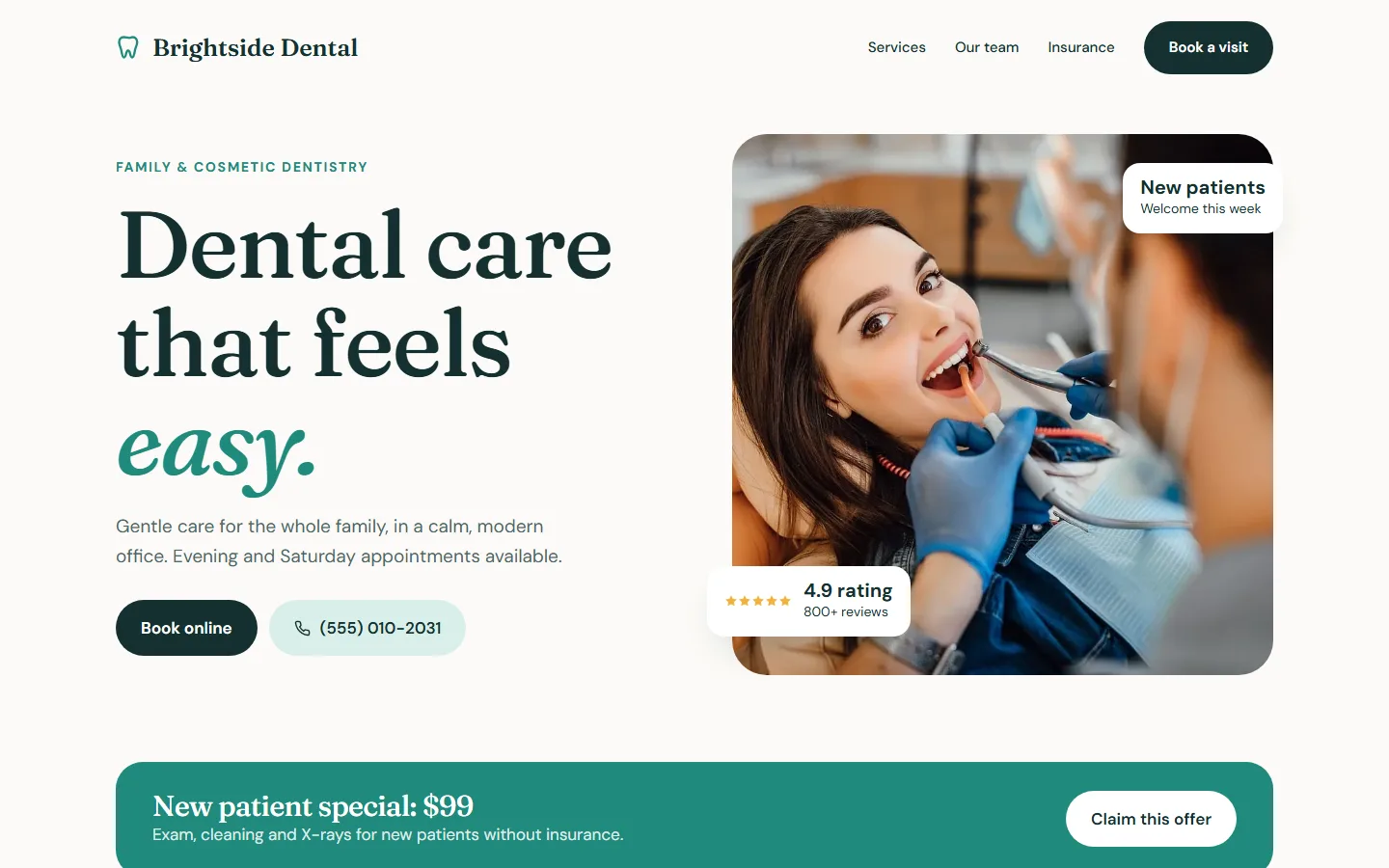 Sample website for a dental office