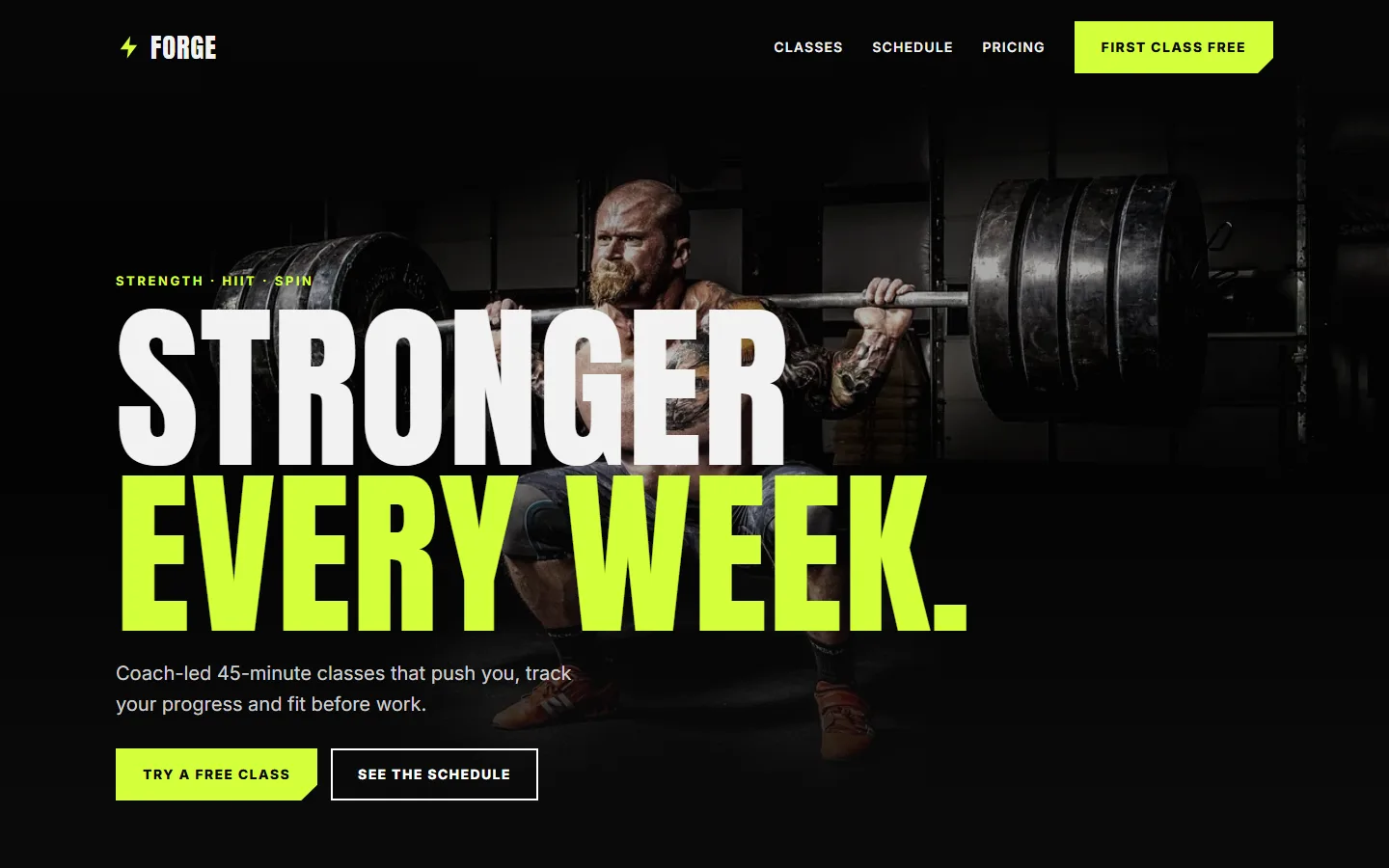 Forge Fitness Studio sample website
