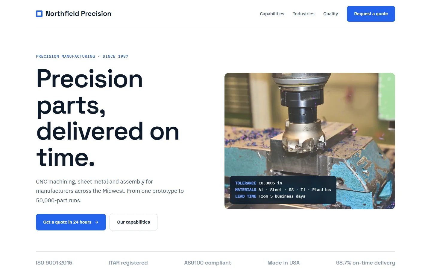 Northfield Precision sample website