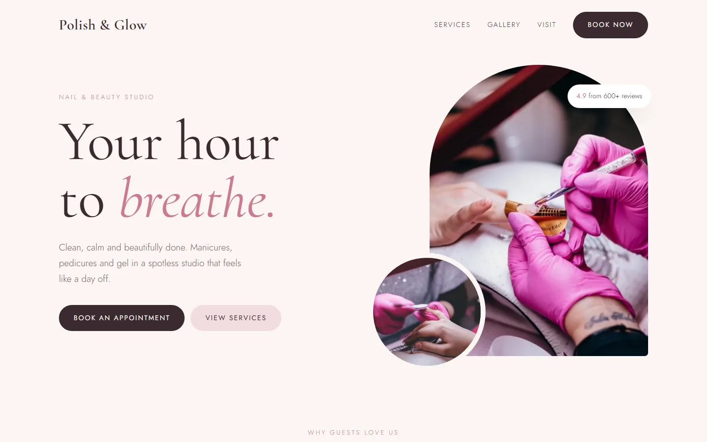 Polish & Glow Nail Spa sample website